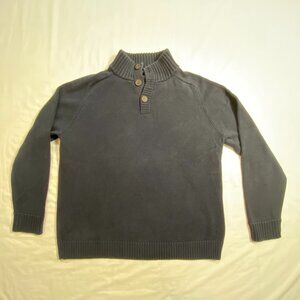 J Crew Sweater Mens XL Naviy Blue Cotton Three Button High Neck Dadcore Grandpa